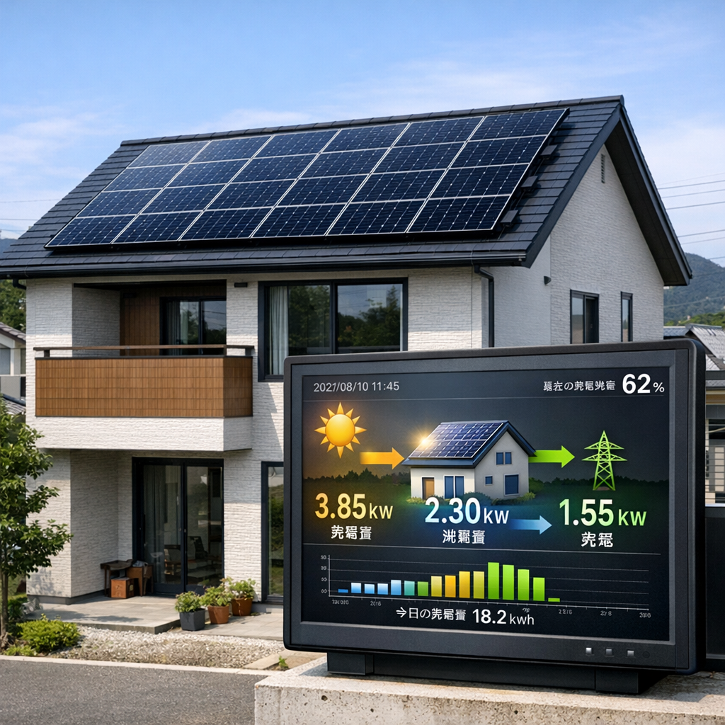 Solar Panels on NorthFacing Roof with Efficiency Monitor